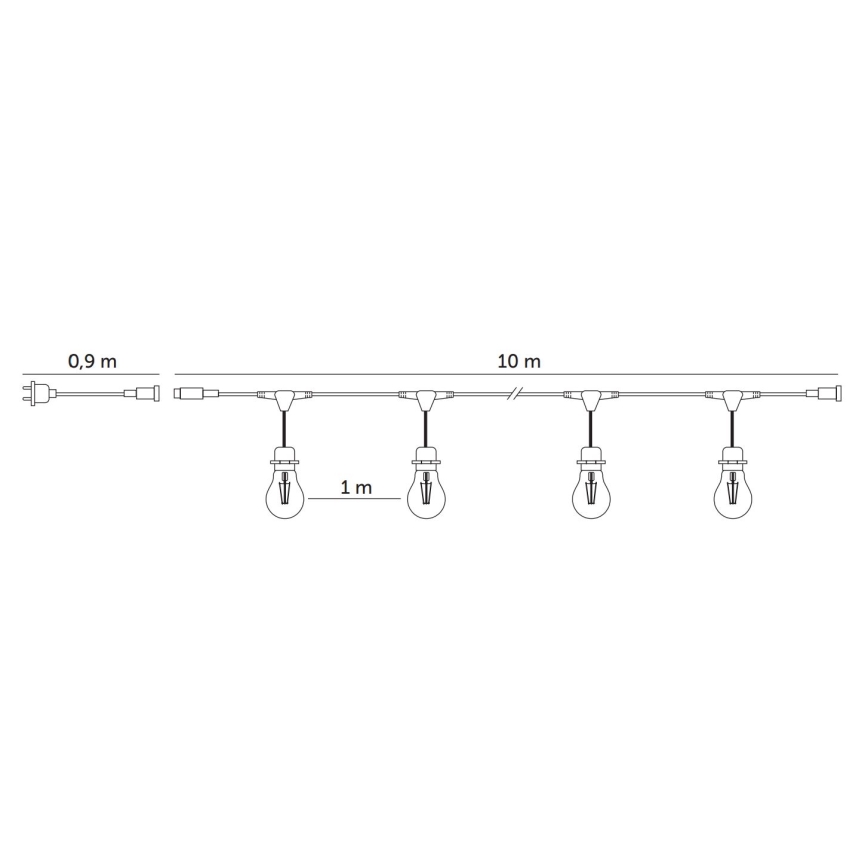 Decoratieve LED Lichtsnoer voor buiten BAJA ST64 10xE27/1W/230V 10,9m IP44 warm wit