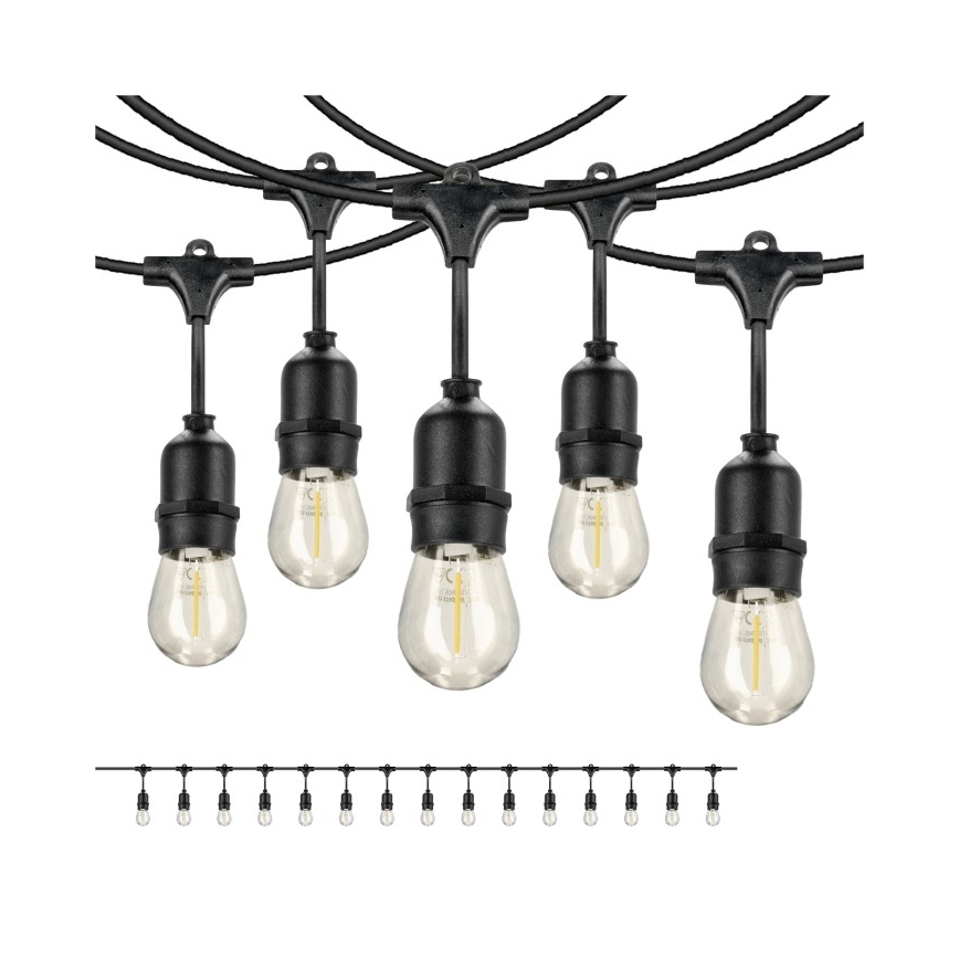 Decoratieve LED Lichtsnoer voor buiten BAJA ST64 15xE27/1W/230V 15,9m IP44 warm wit
