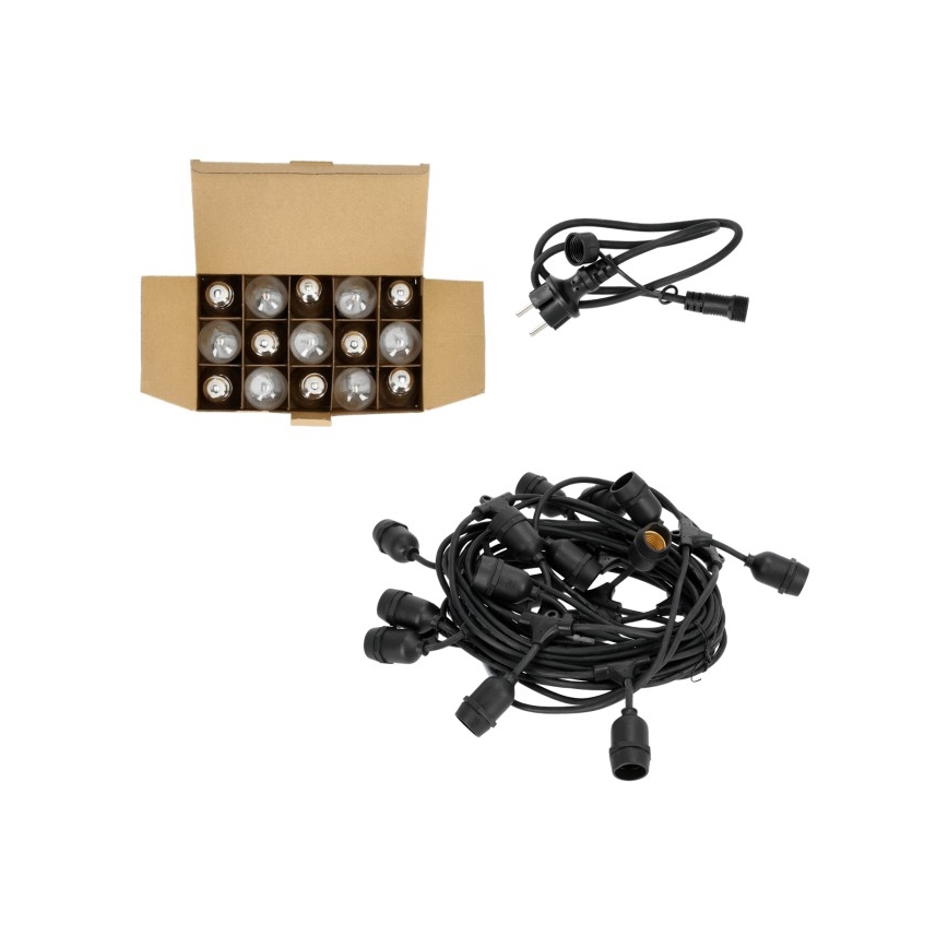Decoratieve LED Lichtsnoer voor buiten BAJA ST64 15xE27/1W/230V 15,9m IP44 warm wit