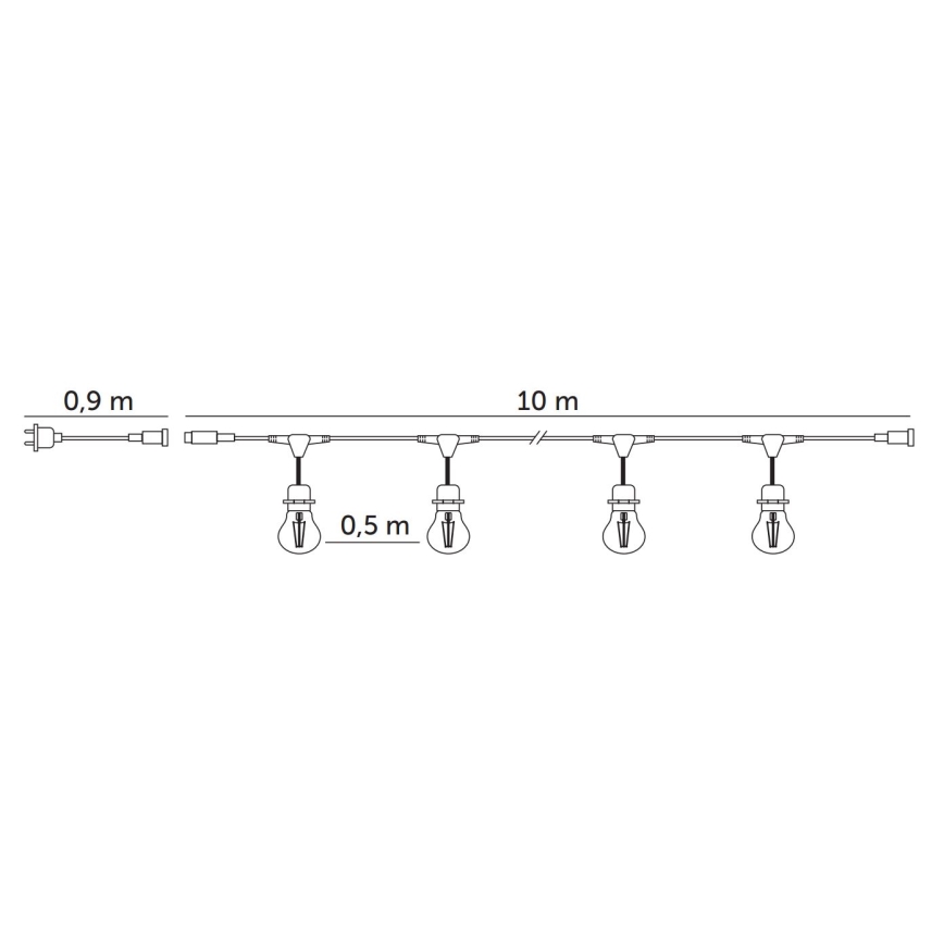 Decoratieve LED Lichtsnoer voor buiten BAJA ST64 20xE27/1W/230V 10,9m IP44 warm wit