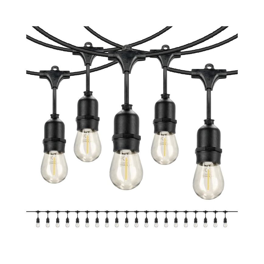 Decoratieve LED Lichtsnoer voor buiten BAJA ST64 20xE27/1W/230V 20,9m IP44 warm wit