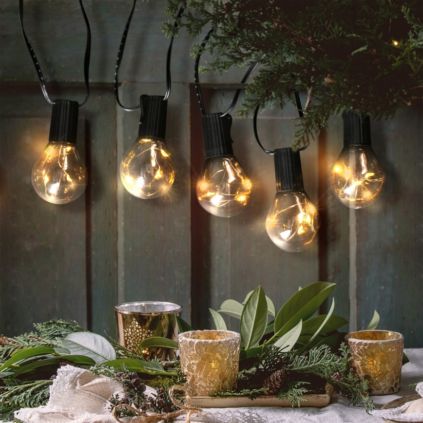 Decoratieve LED Lichtsnoer voor buiten SLINGER 10xLED/3xAA 3m IP44 warm wit