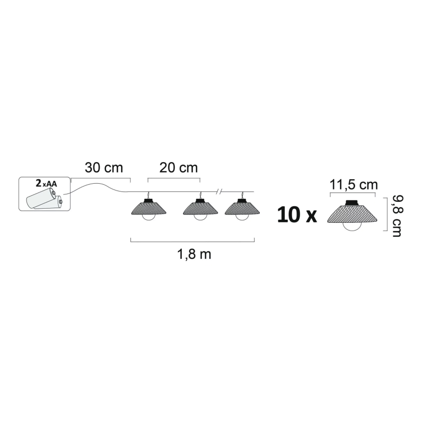 Decoratieve LED verlichting ASTRA 10xLED/2xAA