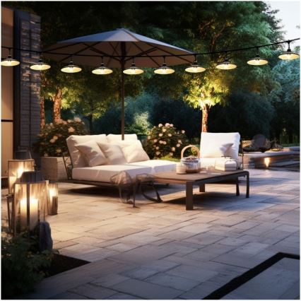 Decoratieve lichtketting voor buiten CRETE 10xE27/230V 15m IP44