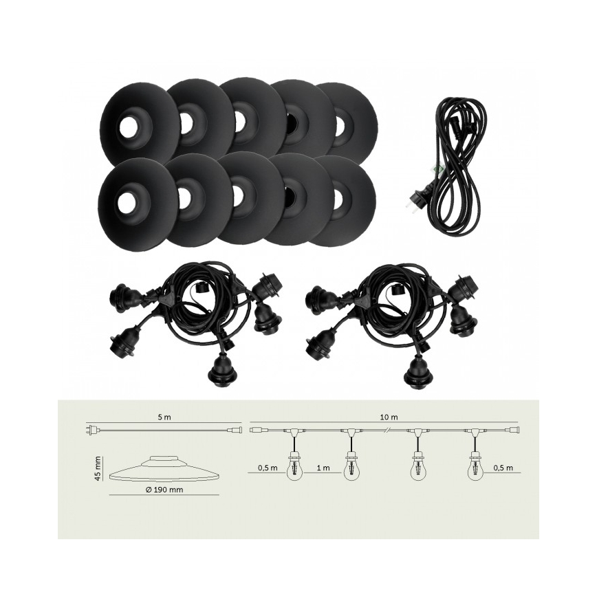 Decoratieve lichtketting voor buiten CRETE 10xE27/230V 15m IP44