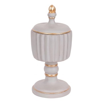 Decoratieve opbergdoos 21 x 9 cm, grijs/goud