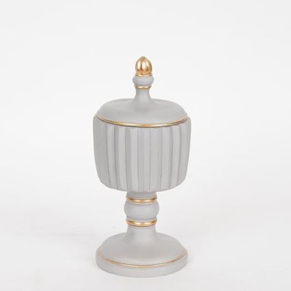 Decoratieve opbergdoos 21 x 9 cm, grijs/goud