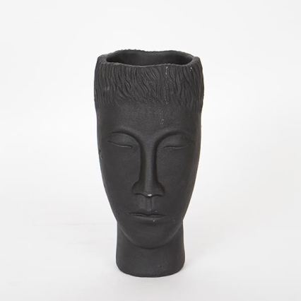 Decoratieve vaas 25x14x12,5 cm zwart/cement
