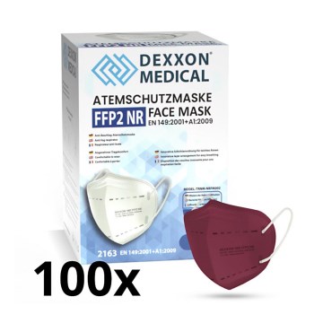 DEXXON MEDICAL Mondkapje FFP2 NR rode wijn kleur 100st