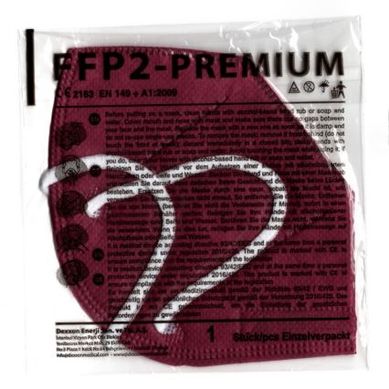 DEXXON MEDICAL Mondkapje FFP2 NR rode wijn kleur 100st