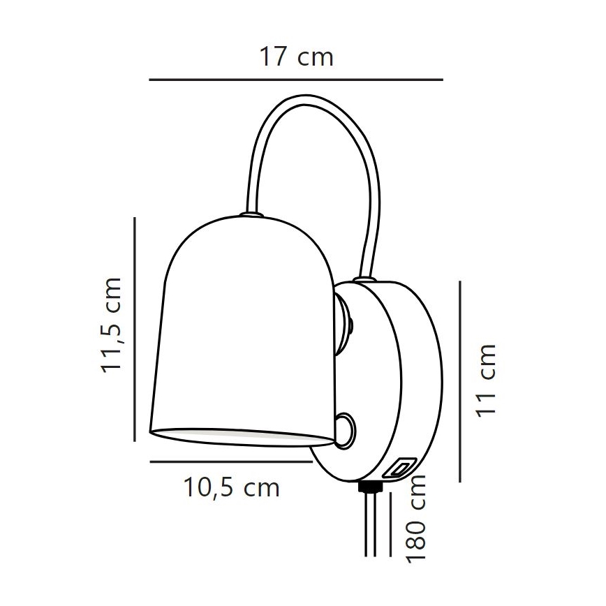 DFTP by Nordlux - Wandspot met USB-poort ANGLE 1xGU10/25W/230V wit