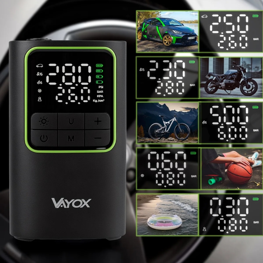 Digitale compacte compressor 5V 4000 mAh – zwart