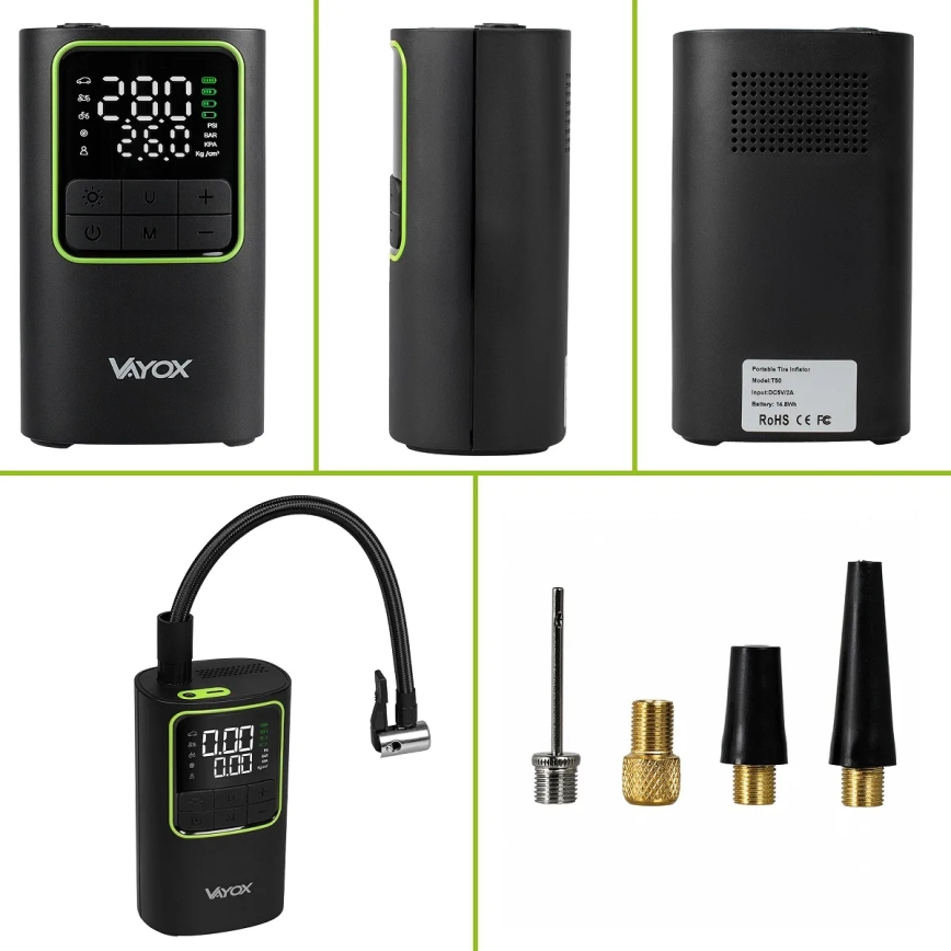 Digitale compacte compressor 5V 4000 mAh – zwart