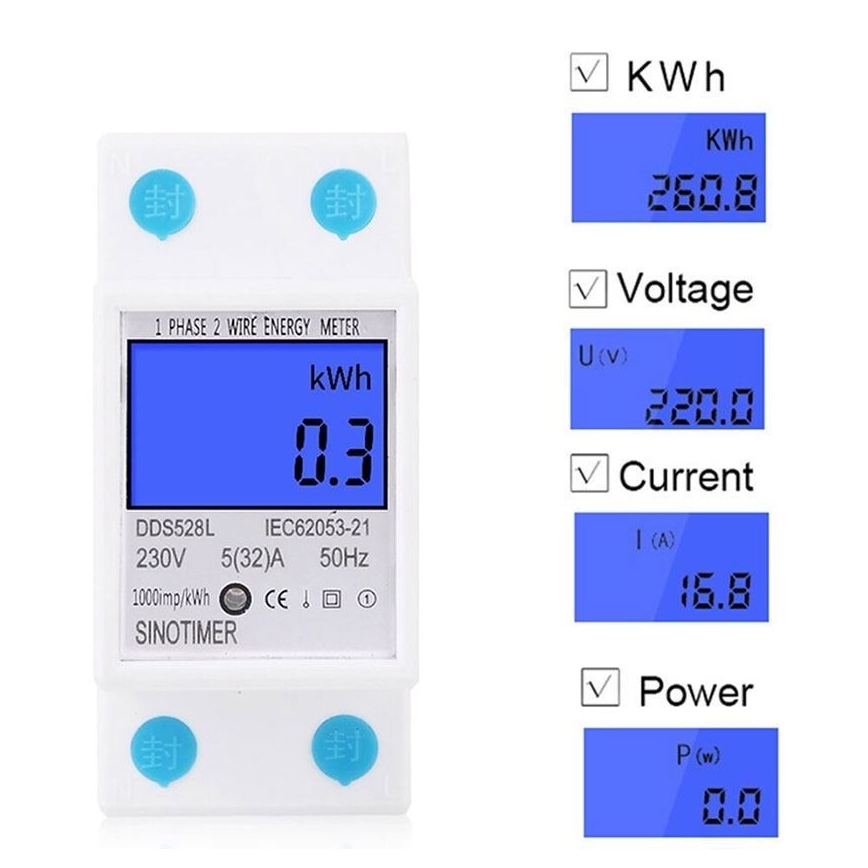 Digitale enkelfasige elektriciteitsmeter voor DIN-rail DDS528L