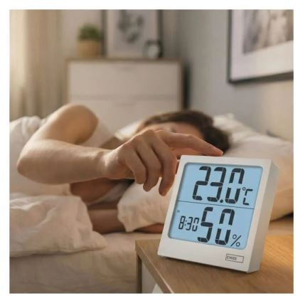 Digitale thermometer met hygrometer, 1x AA, wit