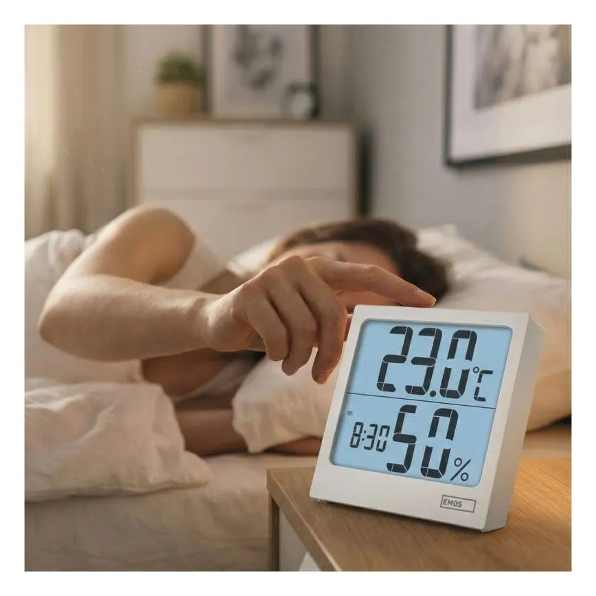 Digitale thermometer met hygrometer, 1x AA, wit