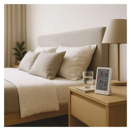 Digitale thermometer met hygrometer, 2x AAA, wit