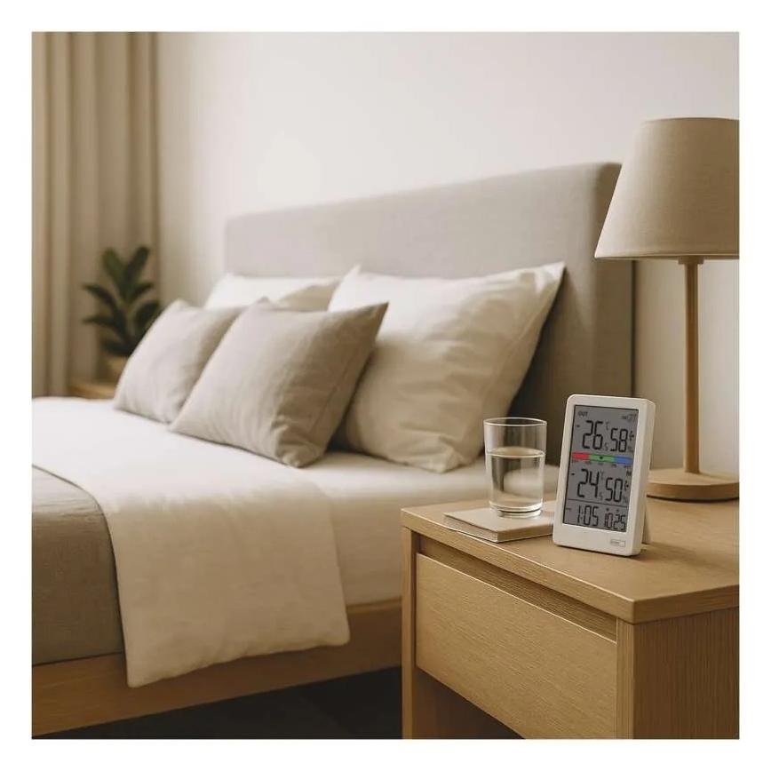 Digitale thermometer met hygrometer, 2x AAA, wit