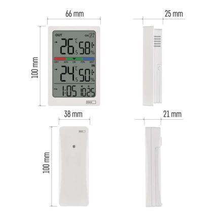 Digitale thermometer met hygrometer, 2x AAA, wit