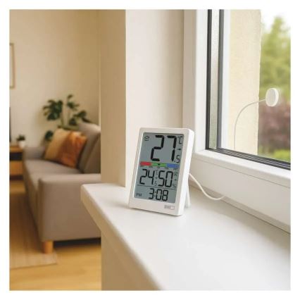Digitale thermometer met hygrometer, 2xAAA, wit