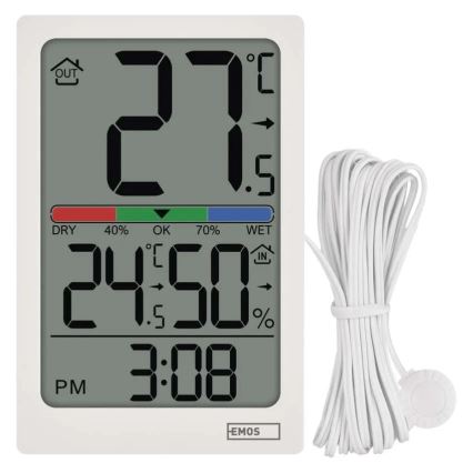 Digitale thermometer met hygrometer, 2xAAA, wit