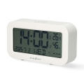 Digitale wekker met thermometer en hygrometer, 2x AA, wit