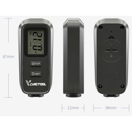 Dikte meter voor laklaag 2xCR2032