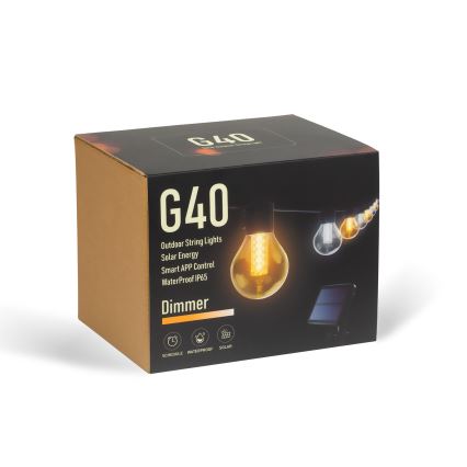 LED-dimbare solarlampenslinger 15xLED/1,5W/3,7/5V 2700-10000K 2200 mAh 9 m IP65 zwart + afstandsbediening