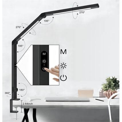 LED Dimbaar aanraken flexibel tafellamp POINTIQ LED/12W/230V 3000/4000/5000/6500K CRI 92 zwart