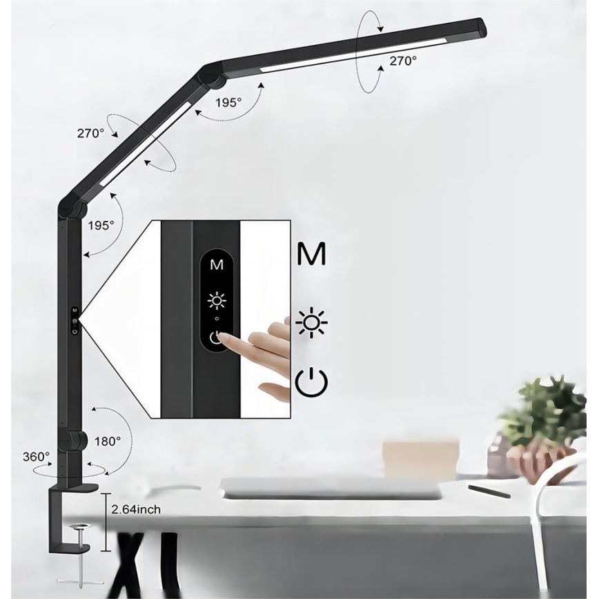 LED Dimbaar aanraken flexibel tafellamp POINTIQ LED/12W/230V 3000/4000/5000/6500K CRI 92 zwart
