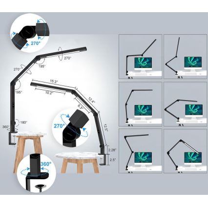 LED Dimbaar aanraken flexibel tafellamp POINTIQ LED/12W/230V 3000/4000/5000/6500K CRI 92 zwart