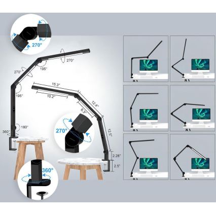 LED Dimbaar aanraken flexible tafellamp LED/12W/230V 3000/4000/5000/6500K CRI 92 zwart