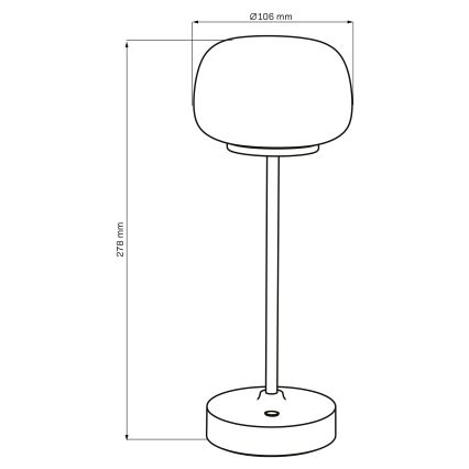 Dimbaar LED touch tafellampje RIMINI LED/2W/5V USB 2000 mAh goud/wit