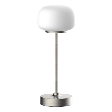 Dimbaar LED touch tafellampje RIMINI LED/2W/5V USB 2000 mAh mat chroom/wit
