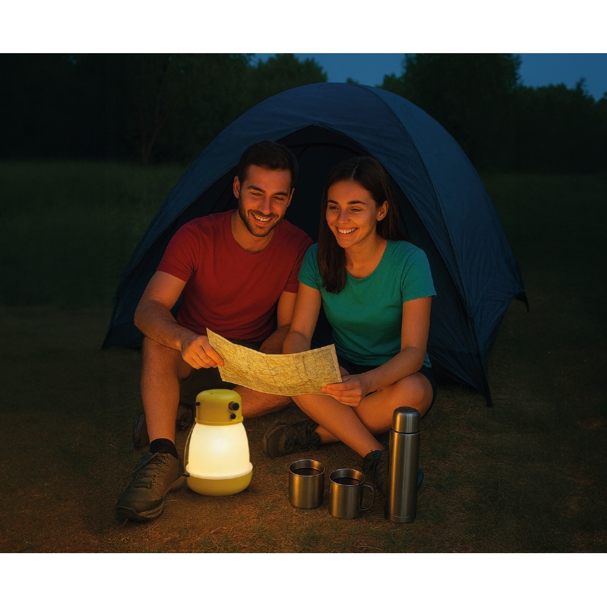 Dimbare draagbare oplaadbare LED-lamp met powerbankfunctie LUMINA MINIO, LED/5V, 1800 mAh, IP44, geel
