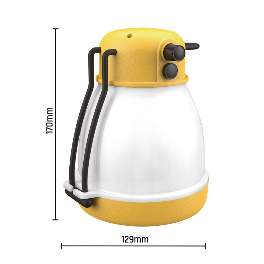 Dimbare draagbare oplaadbare LED-lamp met powerbankfunctie LUMINA MINIO, LED/5V, 1800 mAh, IP44, geel