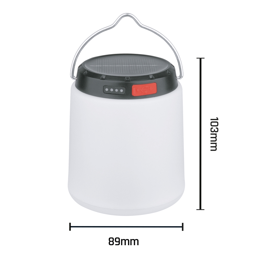Dimbare, draagbare, zonne-oplaadbare LED-lamp LUMINA TUBO 5V 800 mAh