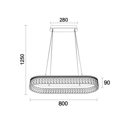 Dimbare kristallen LED-kroonluchter met kabelophanging THALIA LED/50W/230V 3000-6000K + afstandsbediening