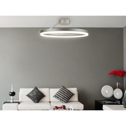Dimbare LED bevestigde hanglamp LED/40W/230V 3000-6500K mat chroom + afstandsbediening