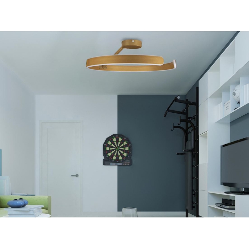 Dimbare LED bevestigde hanglamp LED/72W/230V 3000-6500K goud + afstandsbediening