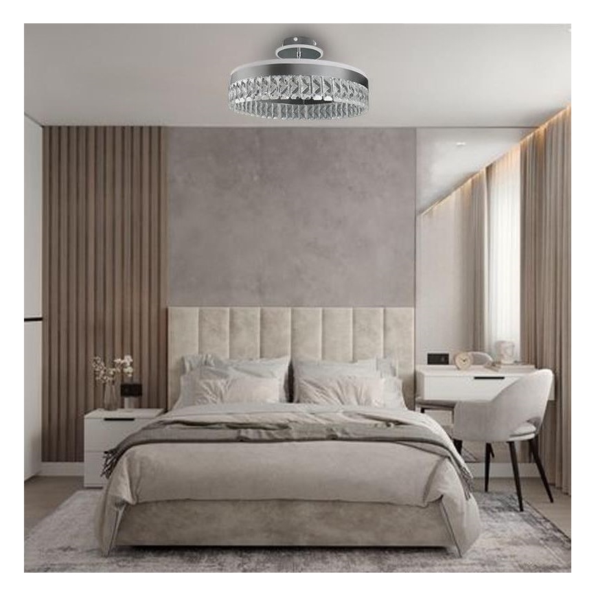 LED Dimbare kristallen hanglamp LED/75W/230V 3000-6500K mat chroom + afstandsbediening