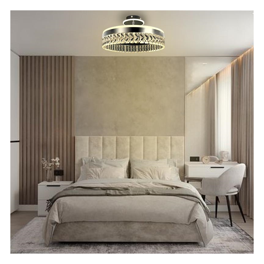 LED Dimbare kristallen hanglamp LED/75W/230V 3000-6500K mat chroom + afstandsbediening