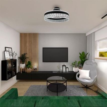 LED Dimbaar kristal Bevestide hanglamp LED/75W/230V 3000-6500K zwart + afstandsbediening