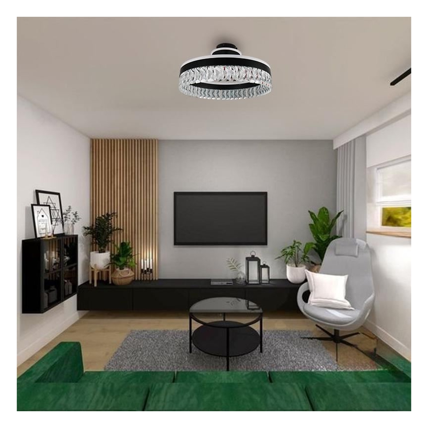 LED Dimbaar kristal Bevestide hanglamp LED/75W/230V 3000-6500K zwart + afstandsbediening