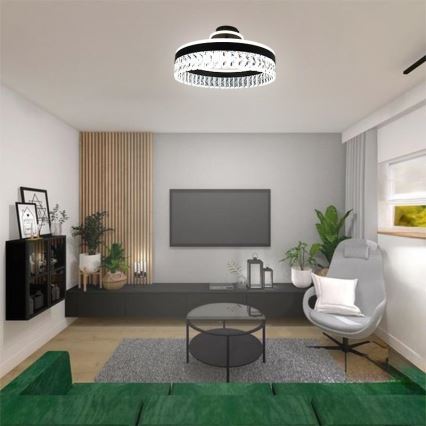LED Dimbaar kristal Bevestide hanglamp LED/75W/230V 3000-6500K zwart + afstandsbediening