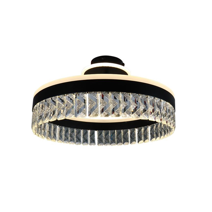 LED Dimbaar kristal Bevestide hanglamp LED/75W/230V 3000-6500K zwart + afstandsbediening