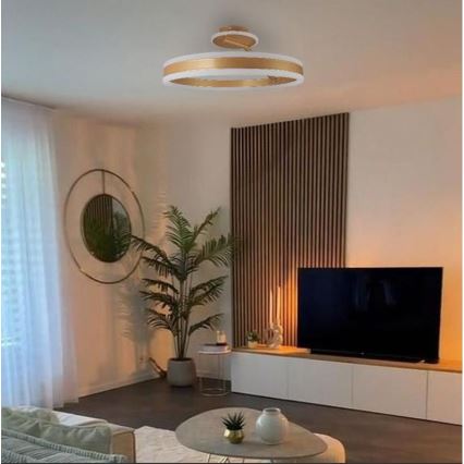 Dimbare LED bevestigde hanglamp LED/86W/230V 3000-6500K goud + afstandsbediening