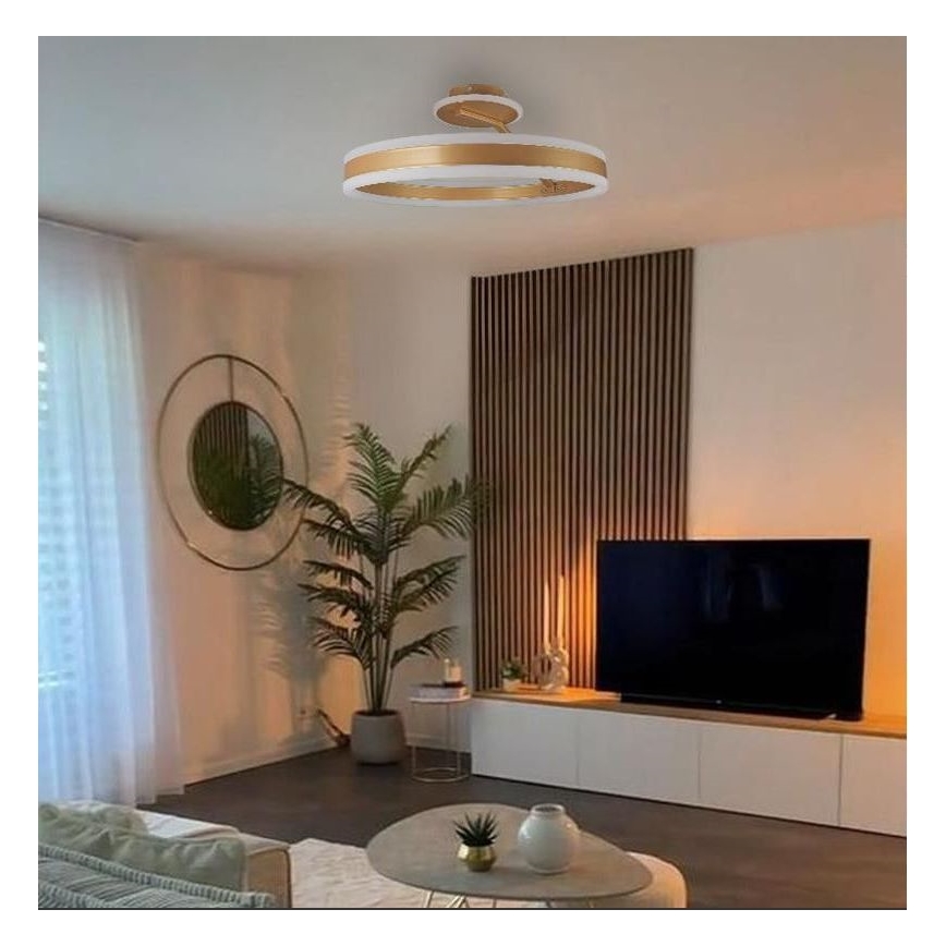 Dimbare LED bevestigde hanglamp LED/86W/230V 3000-6500K goud + afstandsbediening