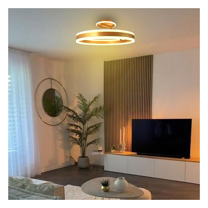 Dimbare LED bevestigde hanglamp LED/86W/230V 3000-6500K goud + afstandsbediening