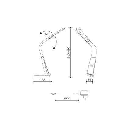 Dimbare LED-tafellamp met draadloos opladen en bewegingssensor LORD EVO LED/8W/230V 3000K/4500K/6000K zwart